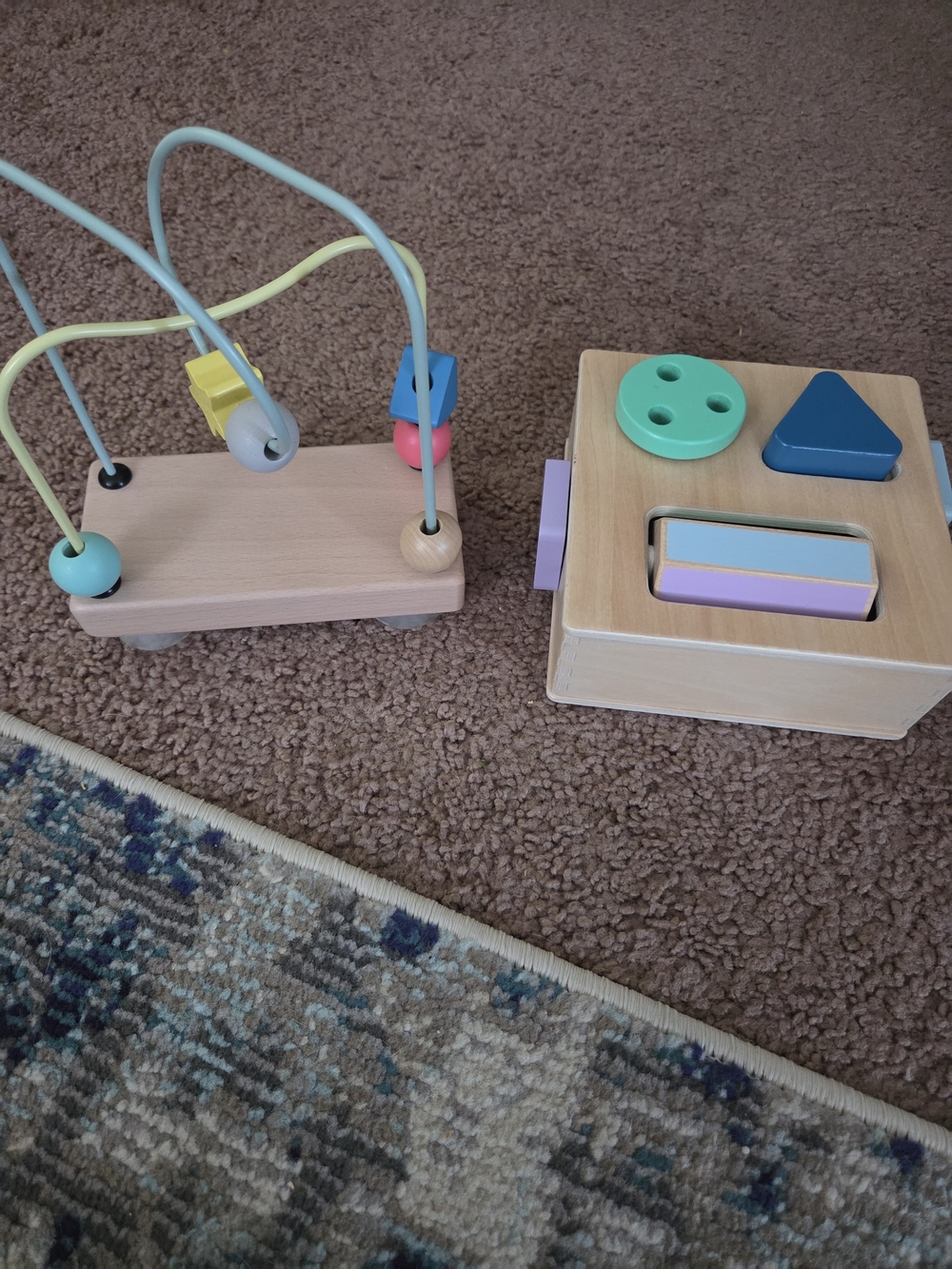 Wooden Shape Sorter and Bead Maze Activity Set - Pastel Colors